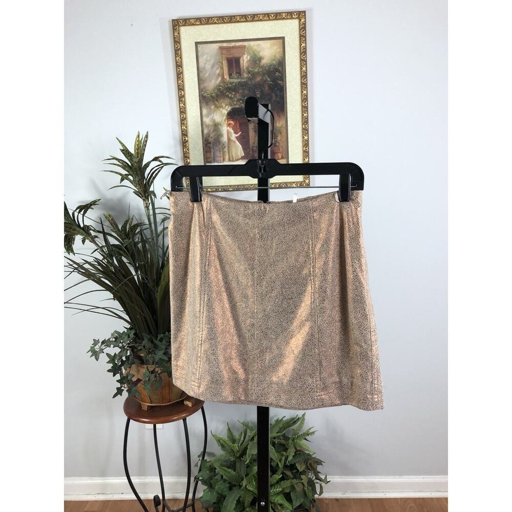 Free People Women Mini Skirt Size 6 A-Line Metallic Gold‎ Lined Y2K School Girl